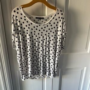 White House Black Market Black and White Polka Dot Tee